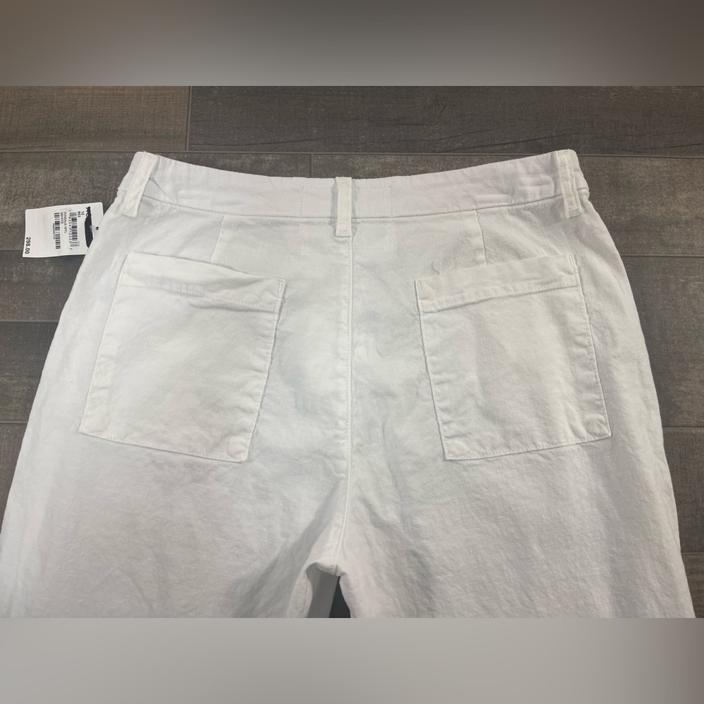 Frank and Eileen White Kinsale Cropped Pants w/ Raw Hem Cotton and Flax Blend - Picture 4 of 14